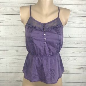 Kirra Drawstring Waist Lace Silk Blend Top Size M